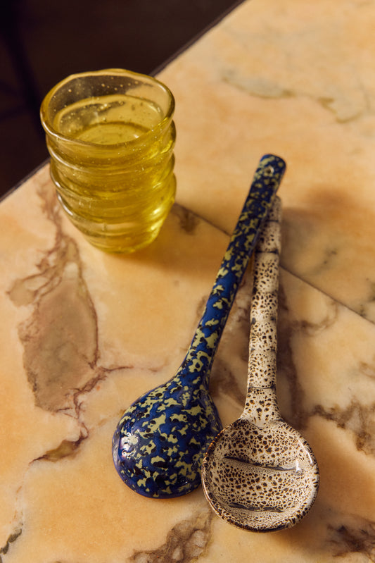 70s ceramics: serving spoons, blues (set of 2)
