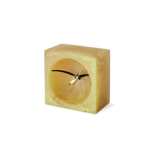 Resin table clock, soft yellow