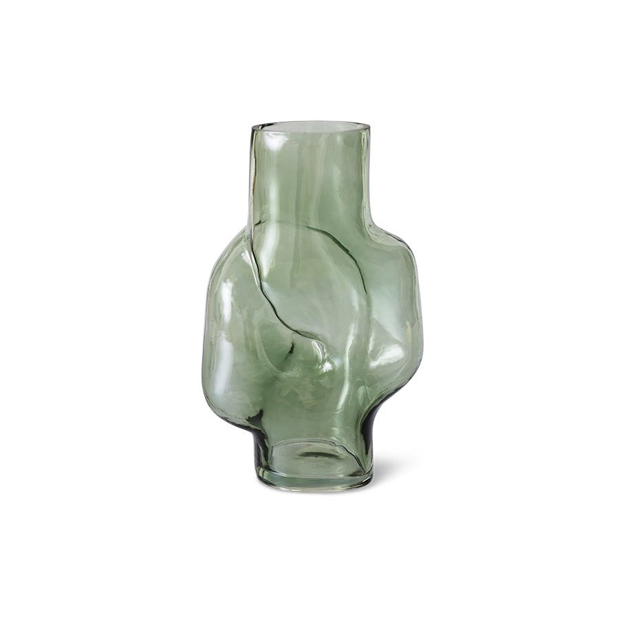 Gleam glass high vase, olive
