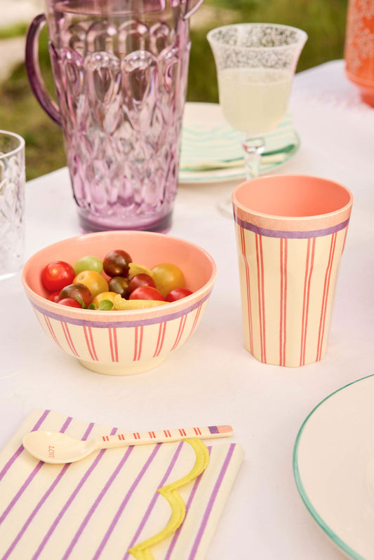 Melamine Cup with Stripey Love Print - Tall -