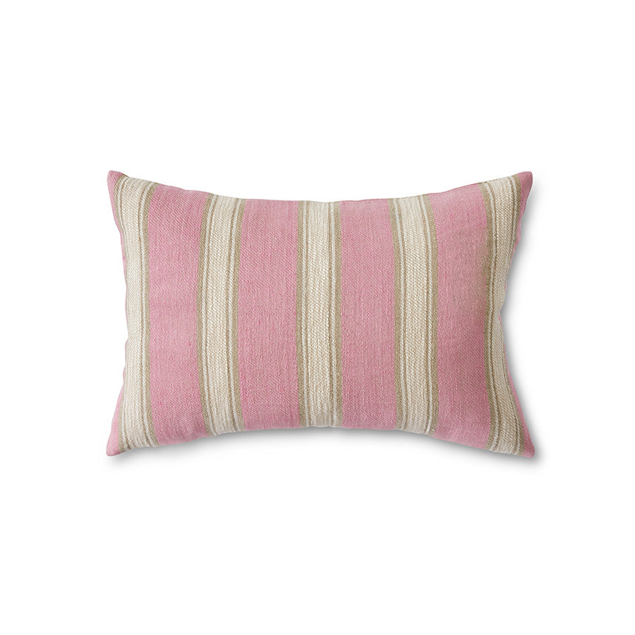 Woven striped cushion blush (60x40cm)