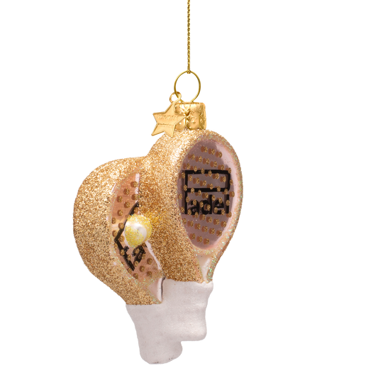 Vondels Kerstbal Padelracket – Zacht Roze Opaal – Glas – 9 cm