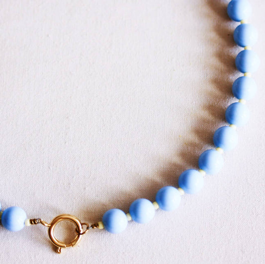 Kralenketting met Miyuki-kralen - lichtblauw/geel