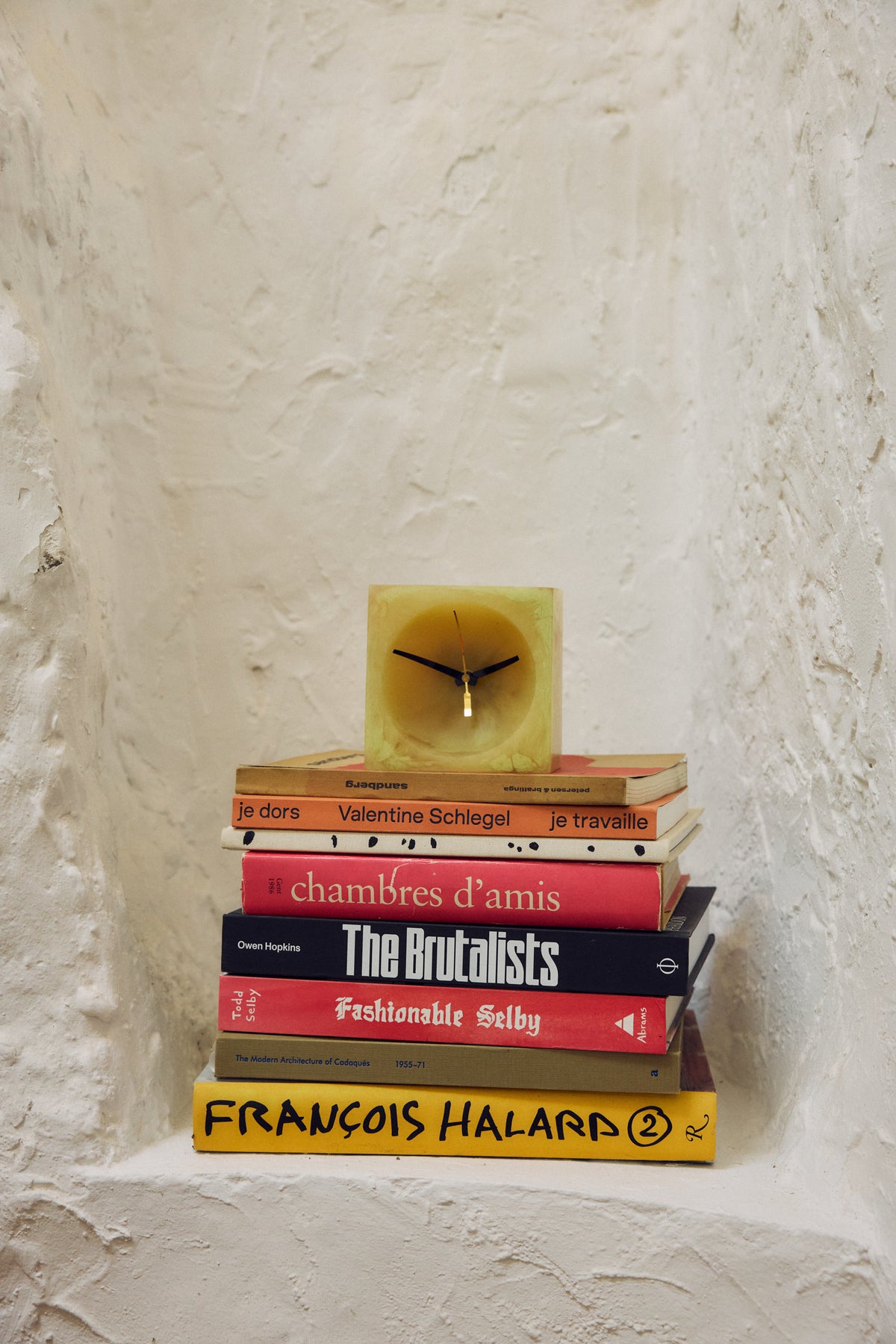 Resin table clock, soft yellow