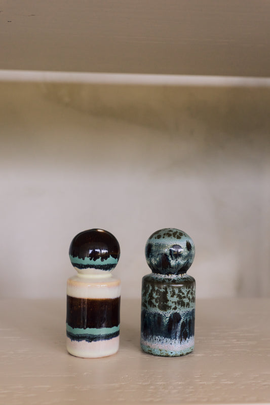 70s ceramics: pepper & salt jar, swirl