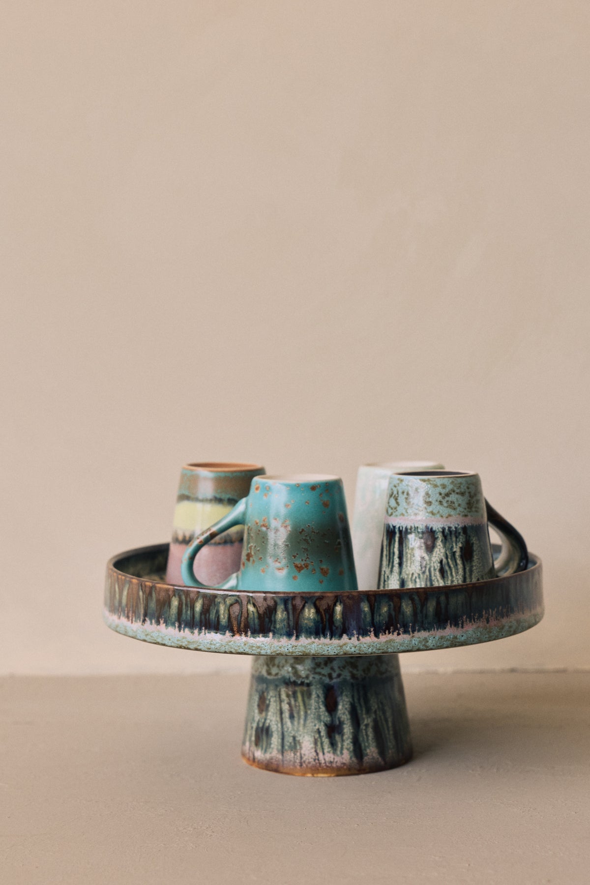 70s ceramics: bowl on base, birthstone