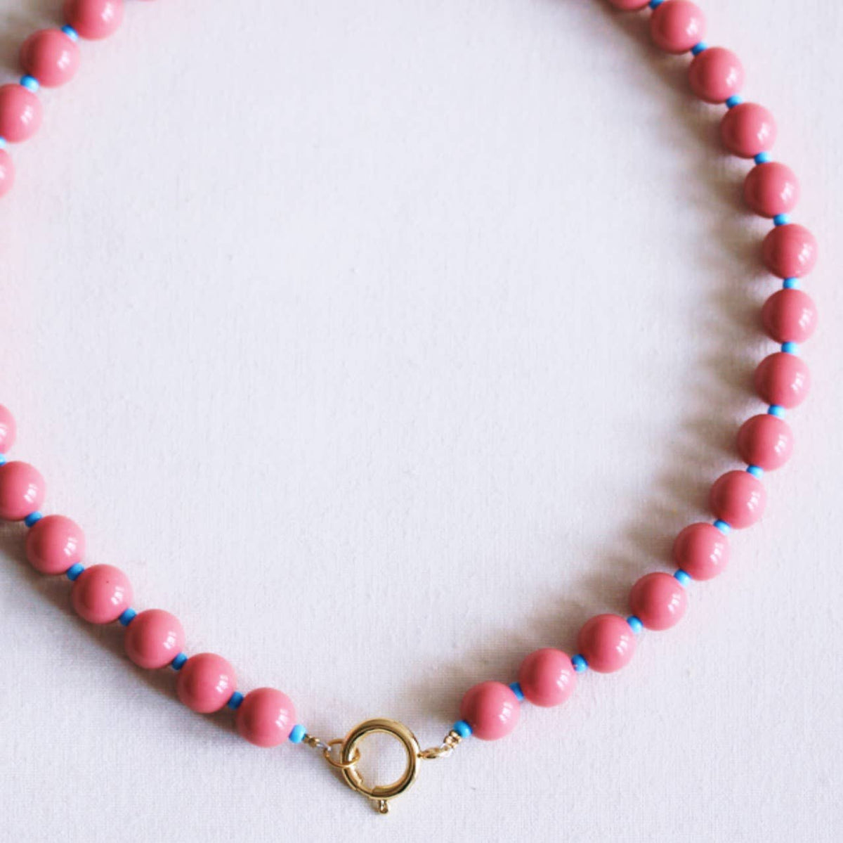 Kralenketting met Miyuki-kraaltjes - koraal/blauw