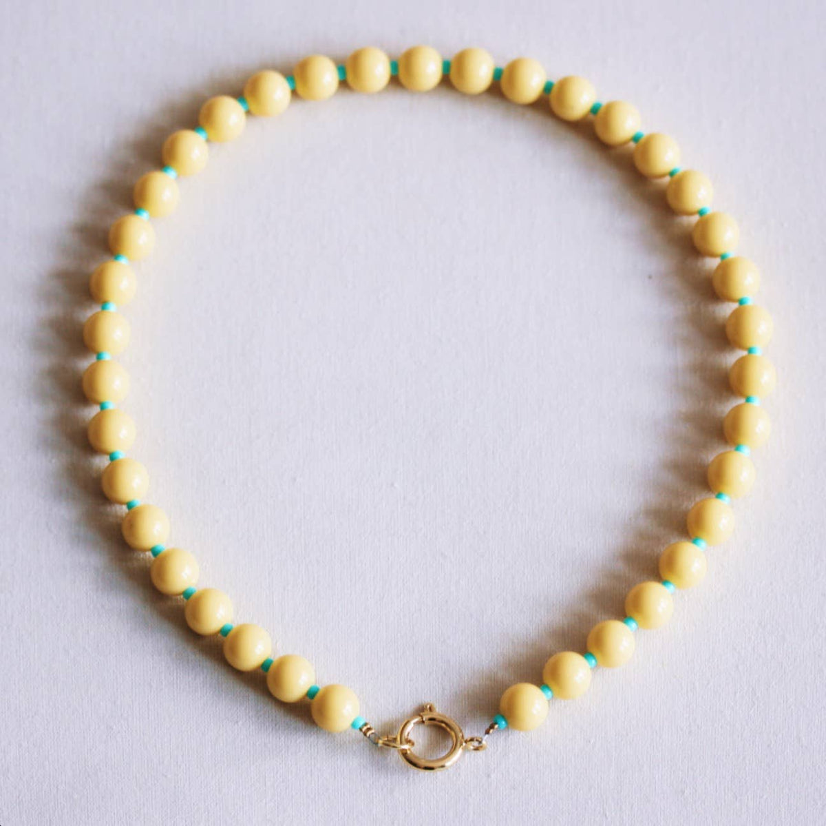 Ketting met Miyuki-kralen - geel/mint