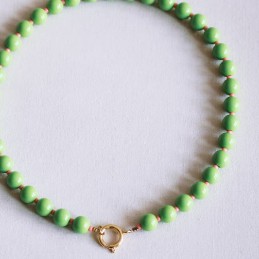 Kralenketting met Miyuki-kraaltjes - groen/zalm