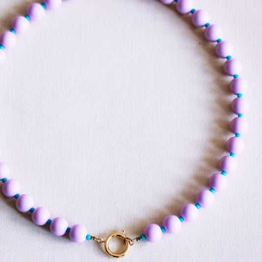 Kralenketting met Miyuki-kraaltjes - lila/aqua