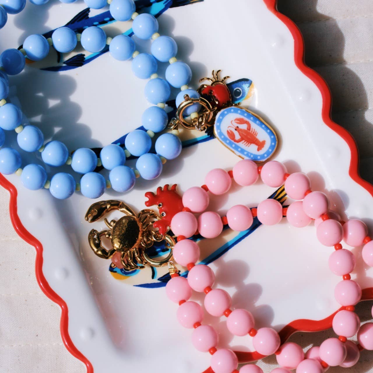 Kralenketting met Miyuki-kraaltjes - lichtroze/rood