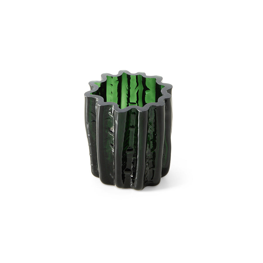 Corolla candle holder, emerald