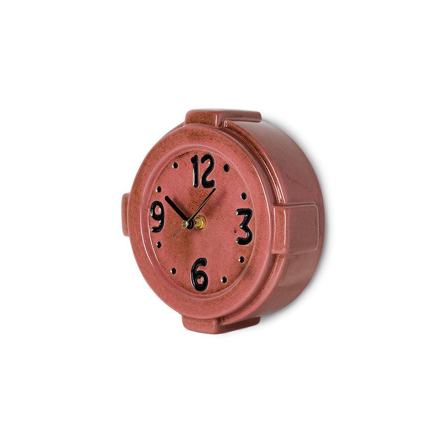 Retro ceramic wall clock, pink