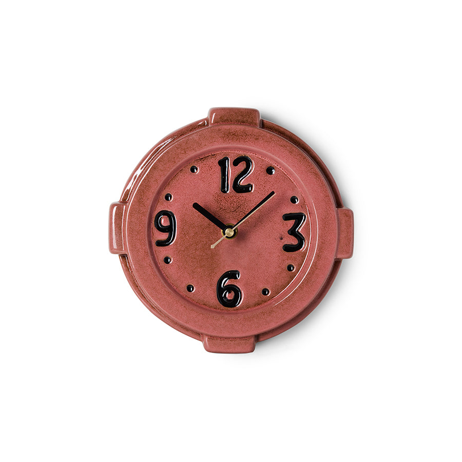 Retro ceramic wall clock, pink