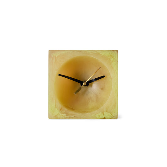 Resin table clock, soft yellow