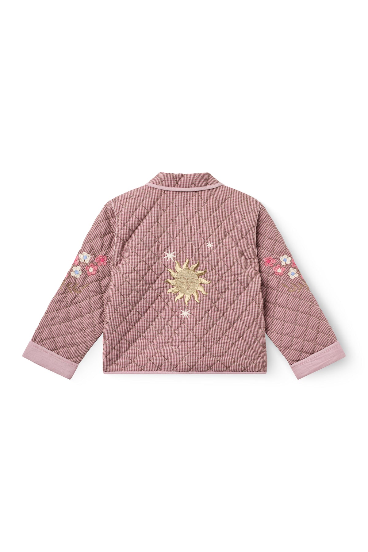 Geruite Gewatteerde Jas met Borduursel Winter Rose