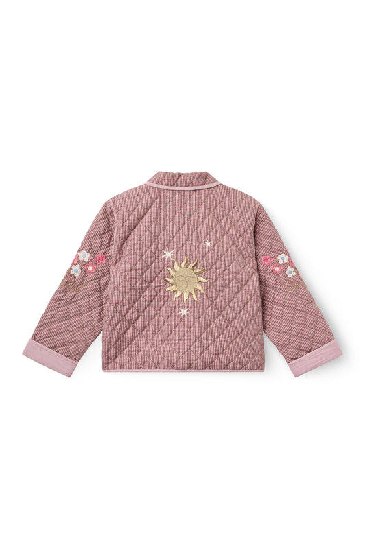 Geruite Gewatteerde Jas met Borduursel Winter Rose
