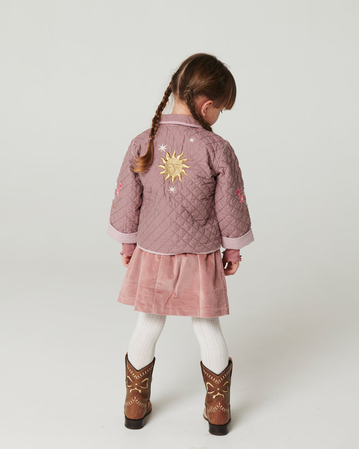 Geruite Gewatteerde Jas met Borduursel Winter Rose