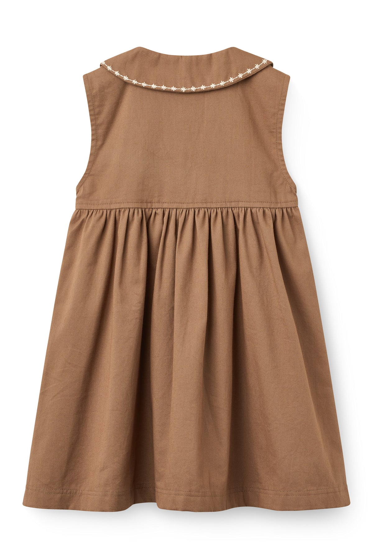 Jurk met Kraag, Borduursel en Zakken Walnut