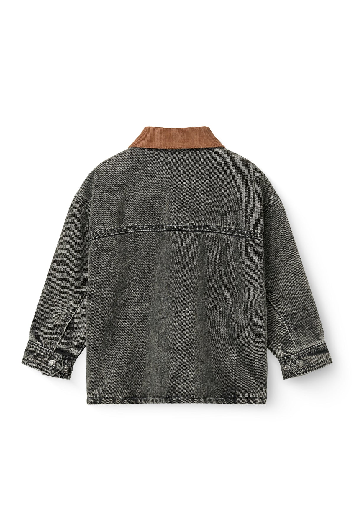 Denim Jas met Corduroy Kraag Washed Grey Brown