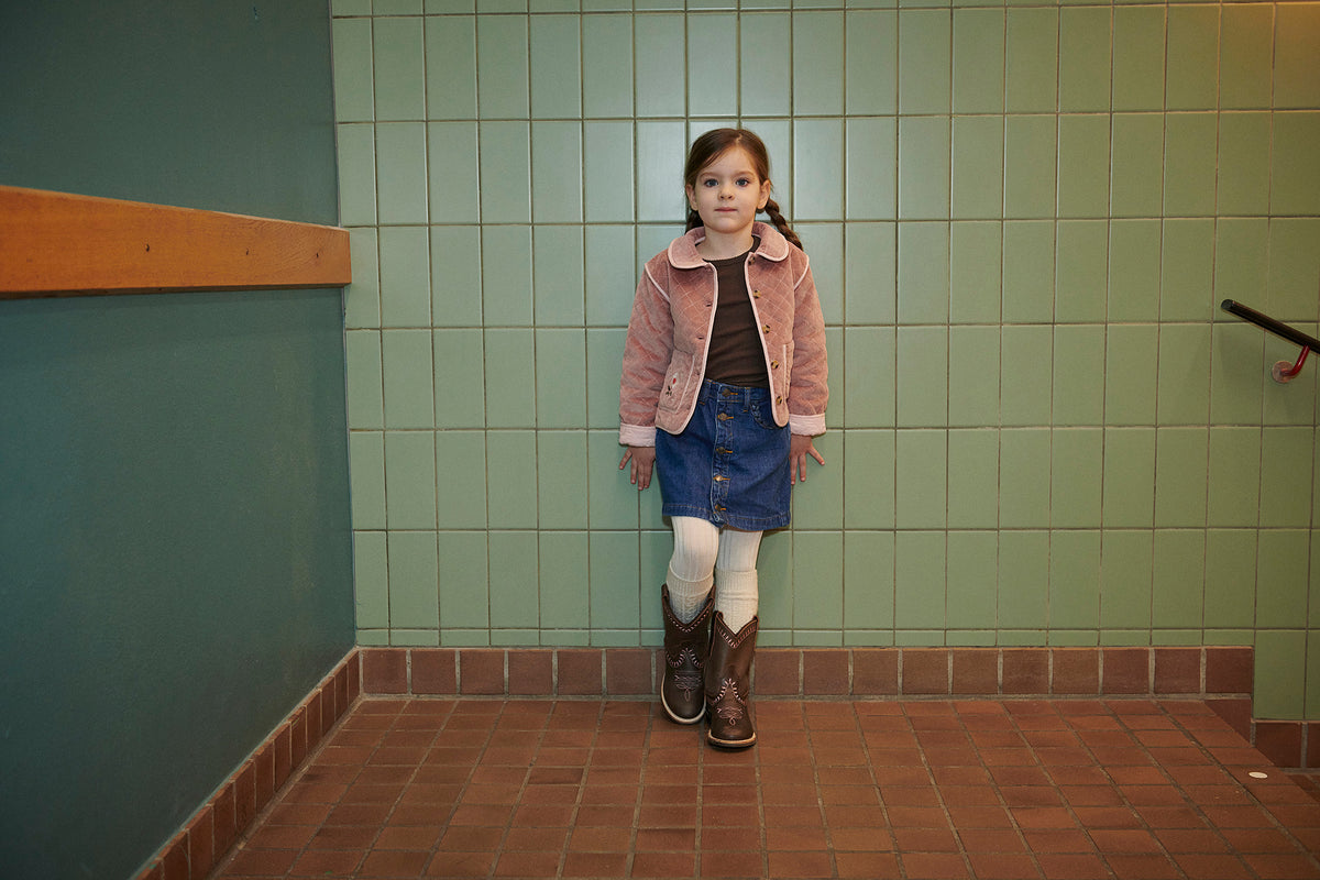 Denim Rok met Gevlochten Details Indigo Blue Wash
