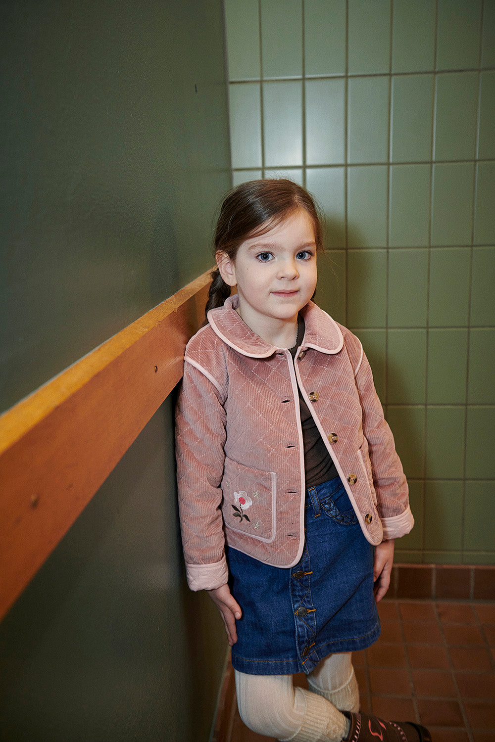 Denim Rok met Gevlochten Details Indigo Blue Wash