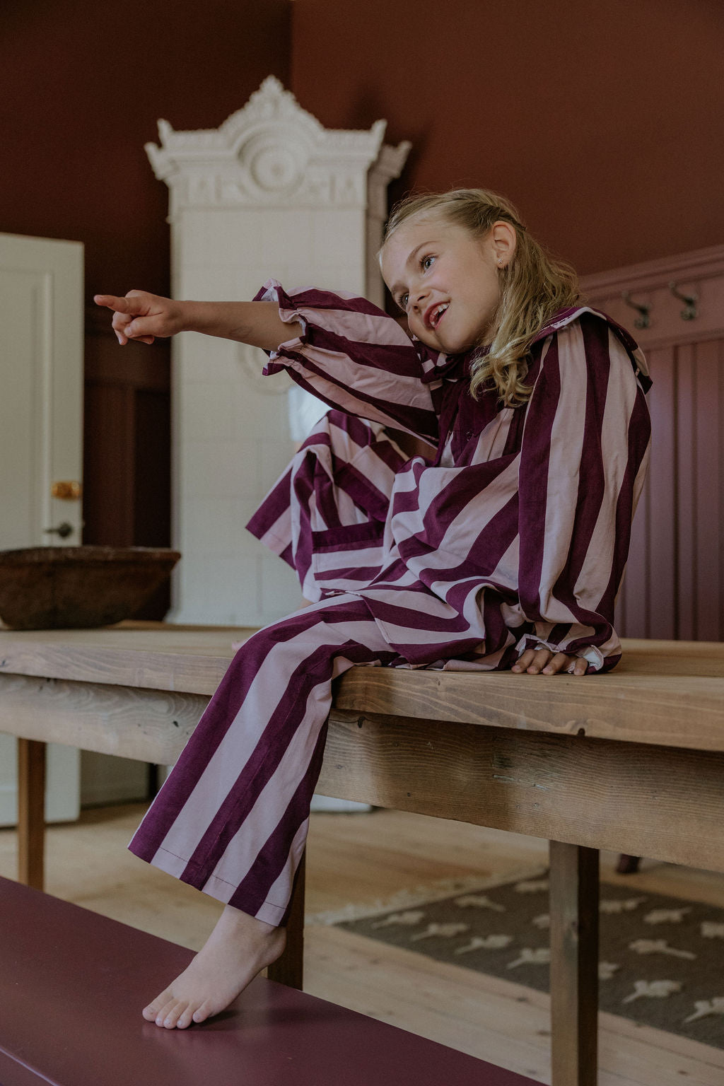 Dolly Stripe Pant – Roze/Rood