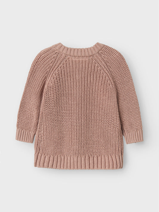 NBNEMLEN lange mouw gebreid vest roze