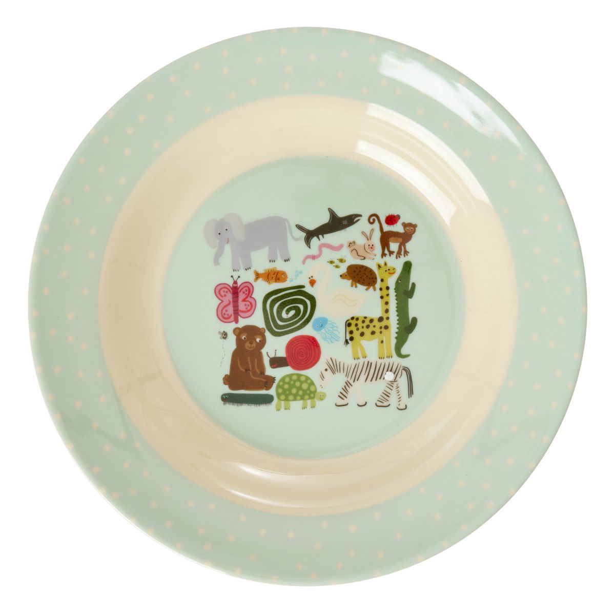 Melamine Kids Bowl with Mint Wildlife Print - 250ml