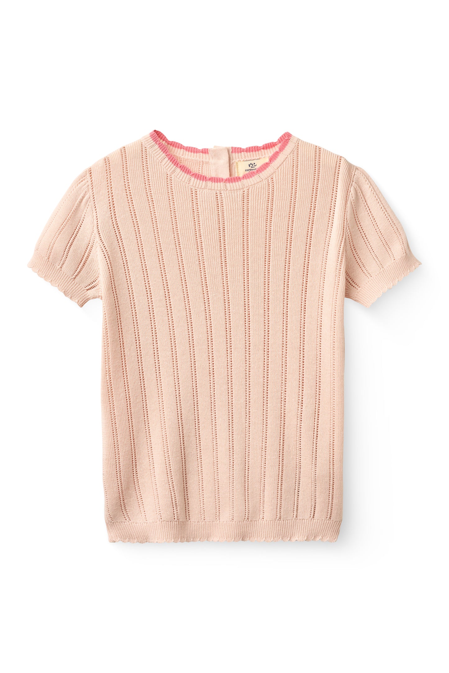 Gebreide Pointelle Korte Mouw Blouse