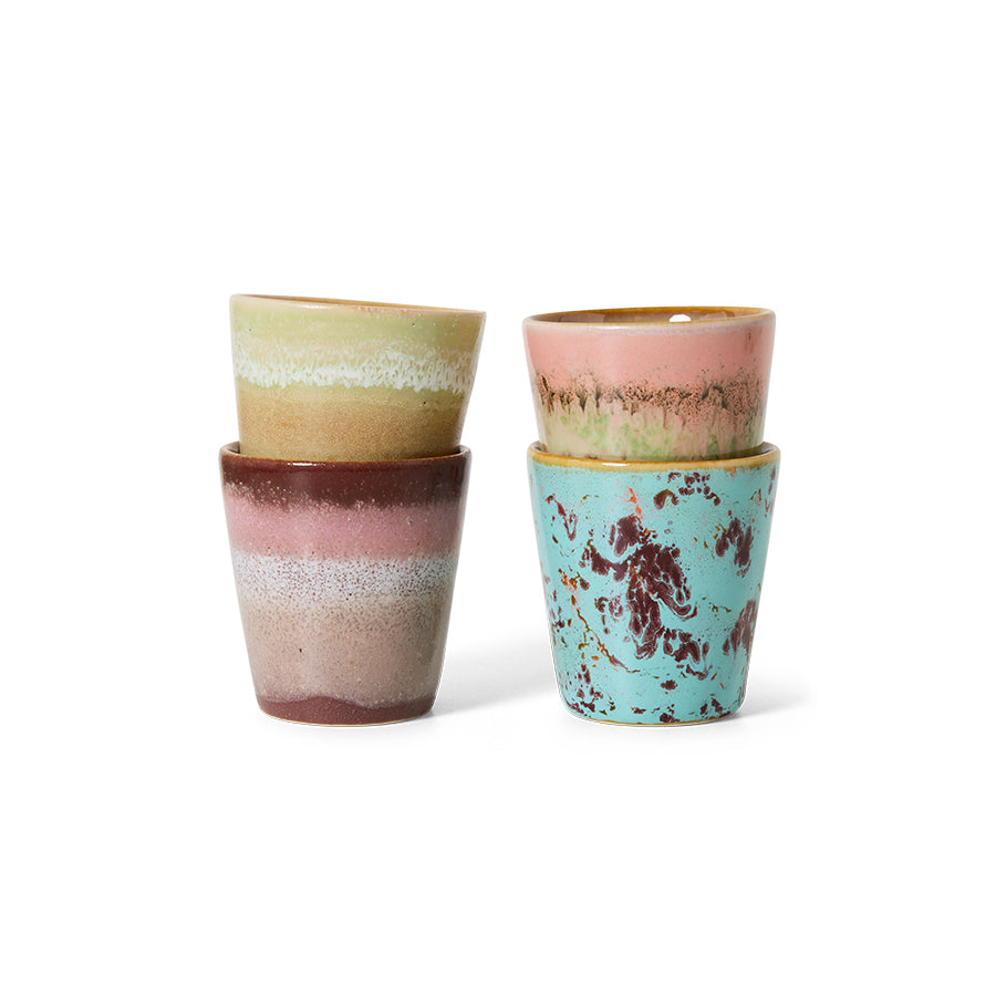 70s ceramics: ristretto mugs, futurism (set of 4)