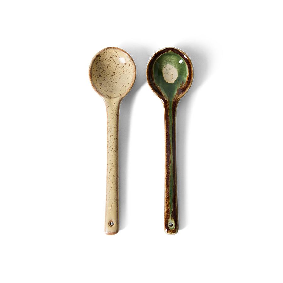 70s ceramics: serving spoons, hills (set of 2)