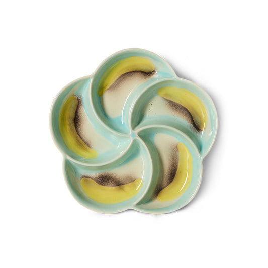70s ceramics: snack tray, glint