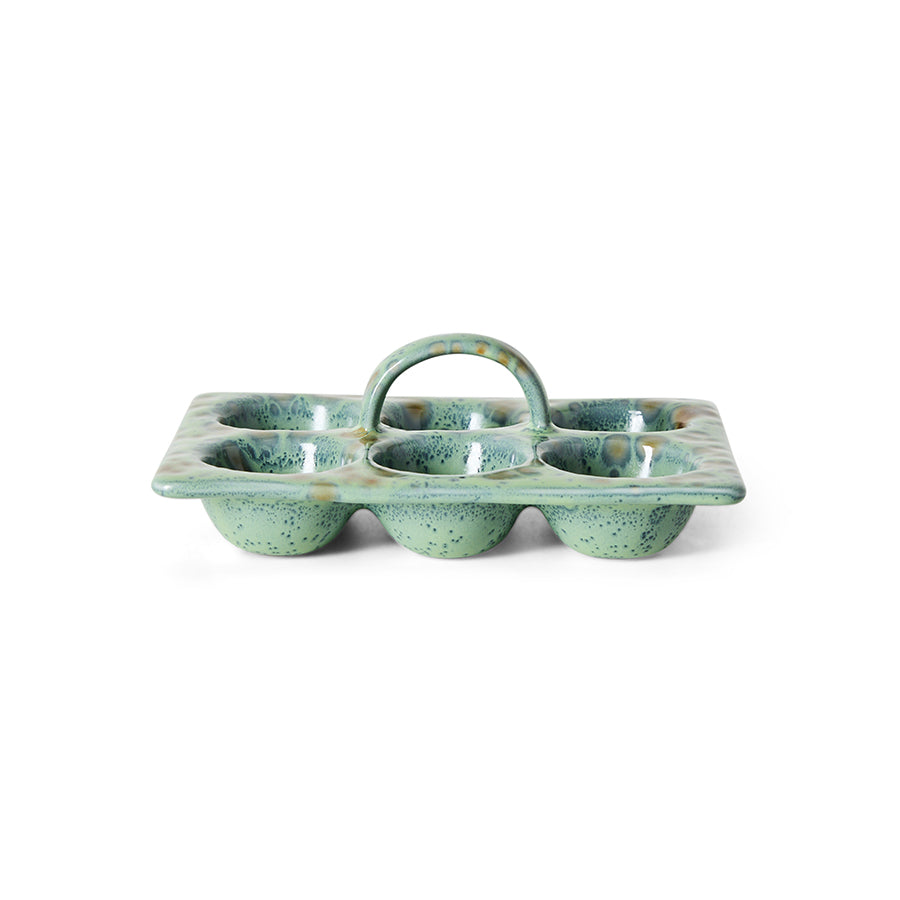 70s ceramics: egg tray, minty
