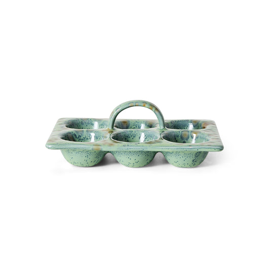70s ceramics: egg tray, minty