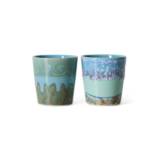 70s ceramics: Van Gogh coffee mugs, self portrait (set of 2)