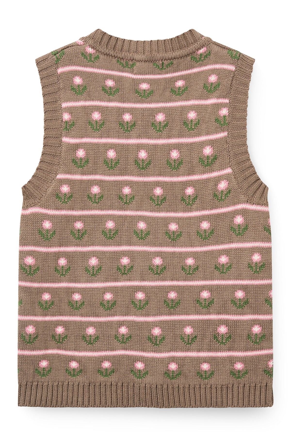 Gebreid Vest met Bloemenpatroon Walnut Flower