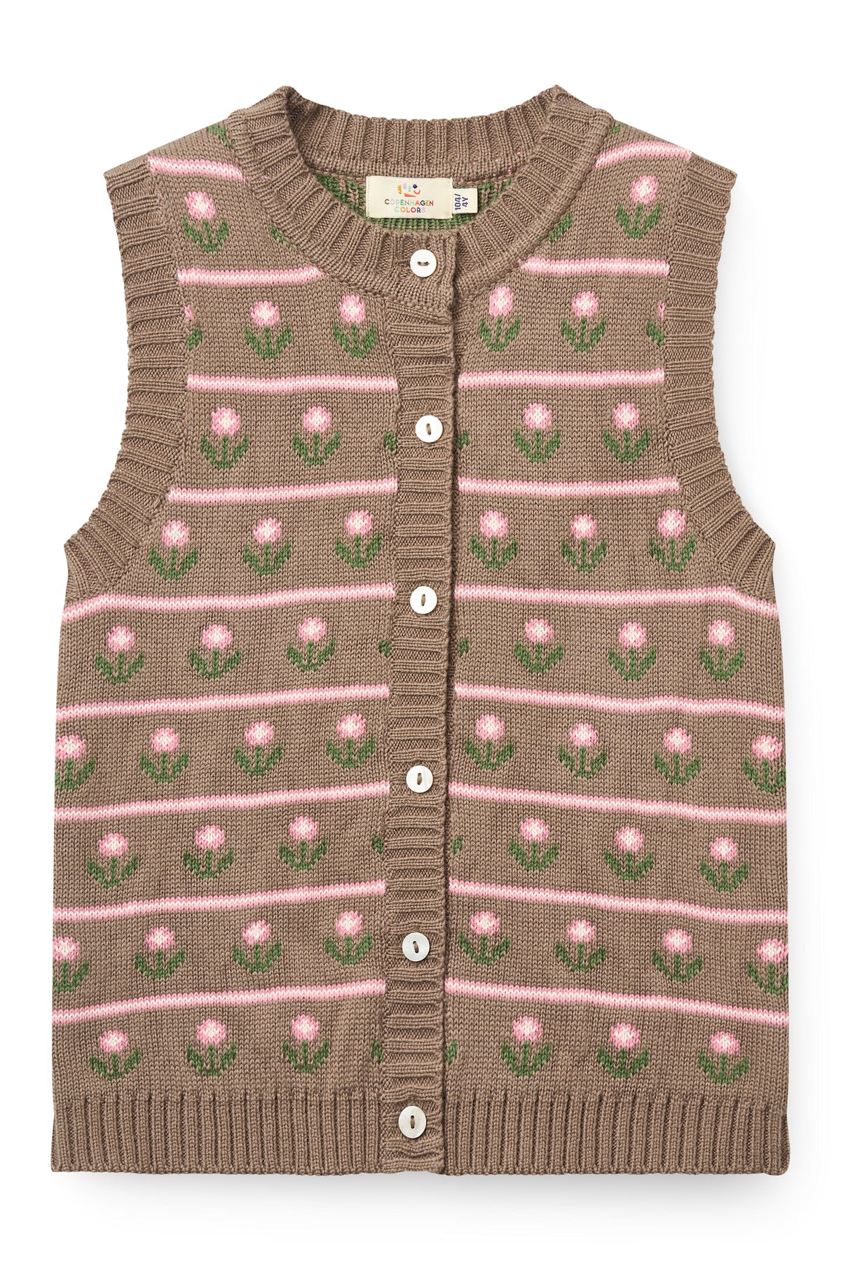 Gebreid Vest met Bloemenpatroon Walnut Flower