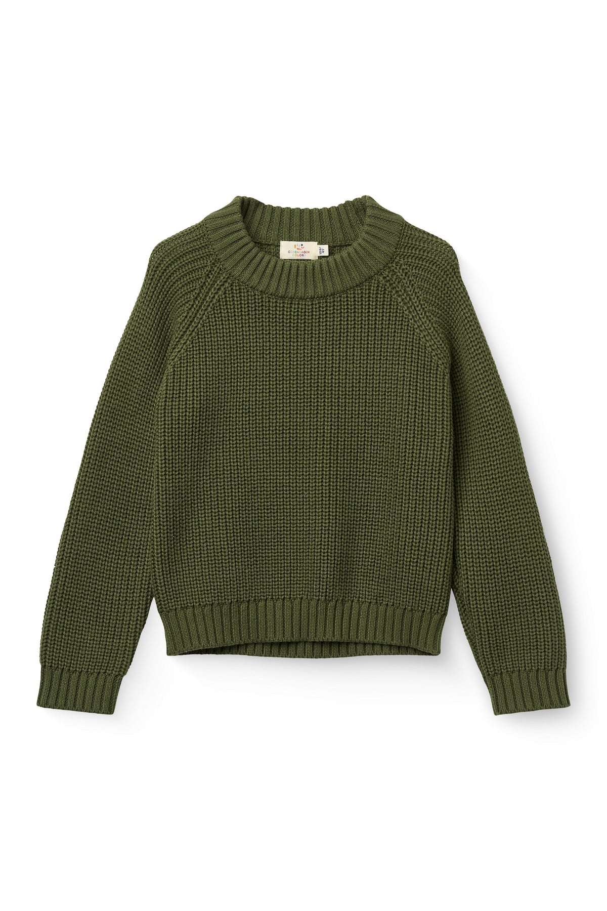 Gebreide Klassieke Ribtrui - Groen en Roze