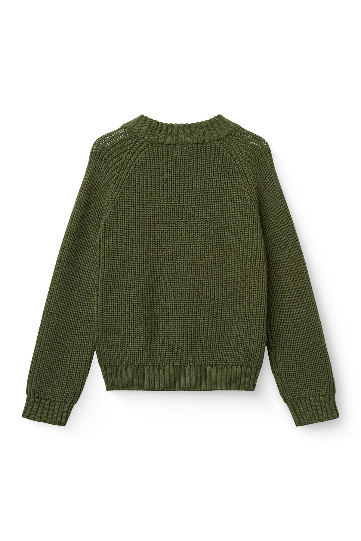 Gebreide Klassieke Ribtrui - Groen en Roze