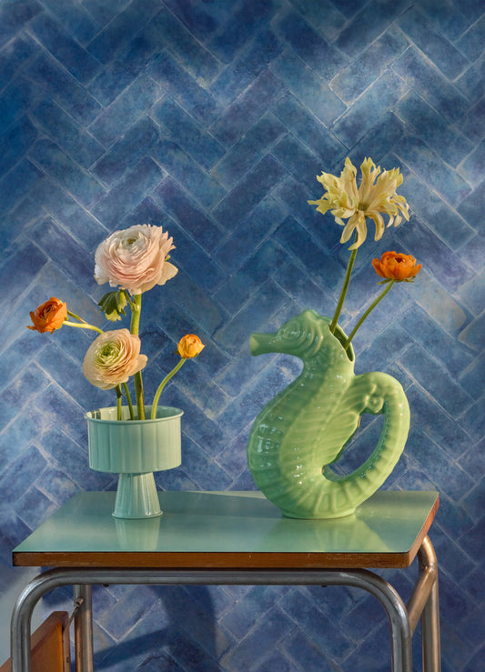 Metalen Bloempot op Voet – Soft Green