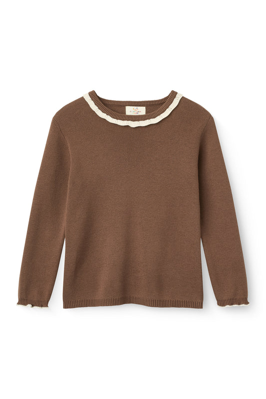 Longsleeve Blouse met Decoratieve Halslijn Walnut