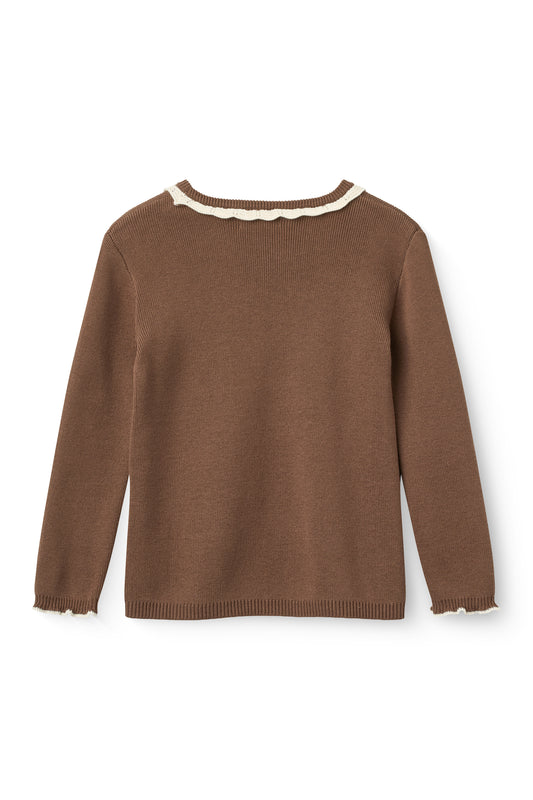 Longsleeve Blouse met Decoratieve Halslijn Walnut
