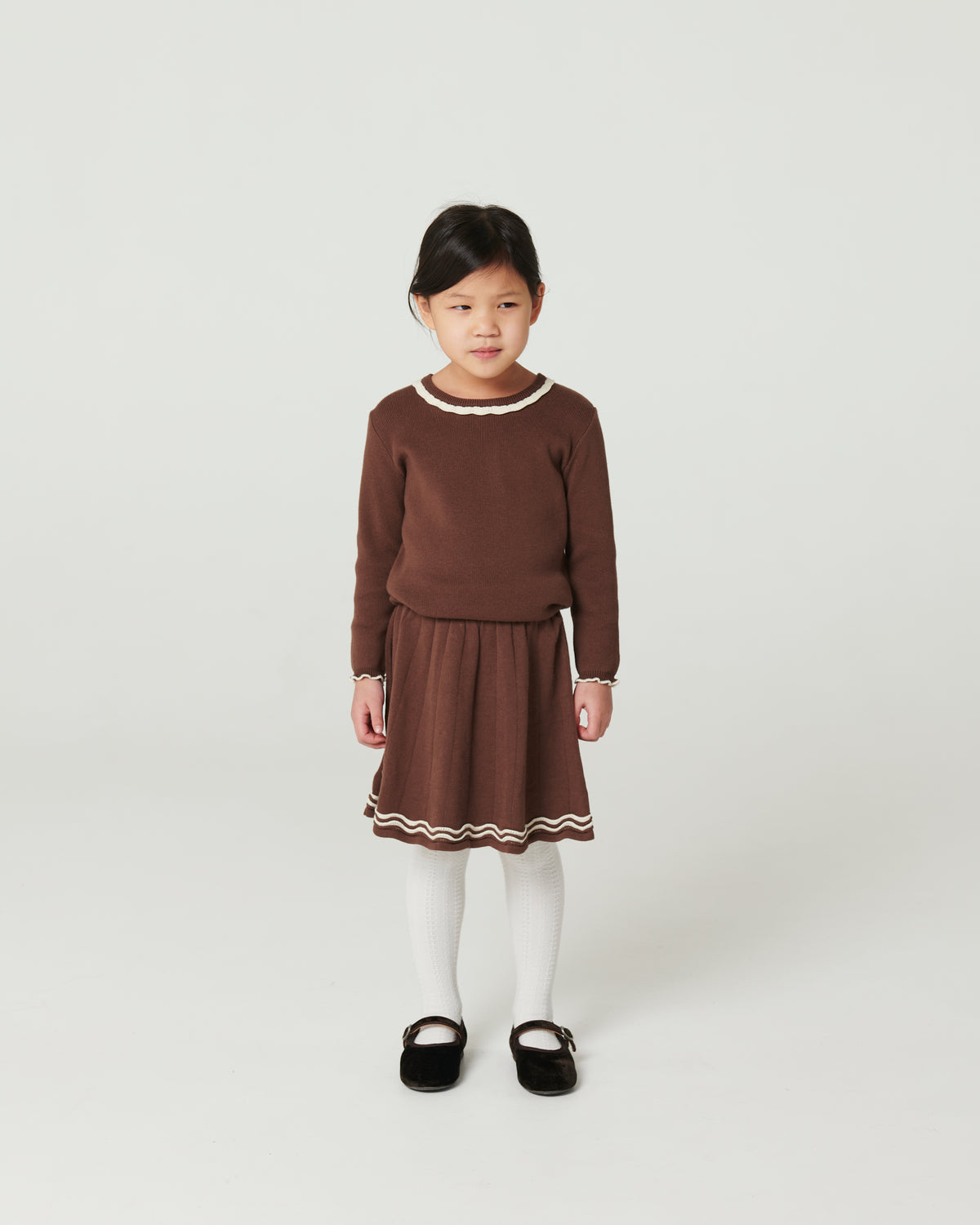 Longsleeve Blouse met Decoratieve Halslijn Walnut