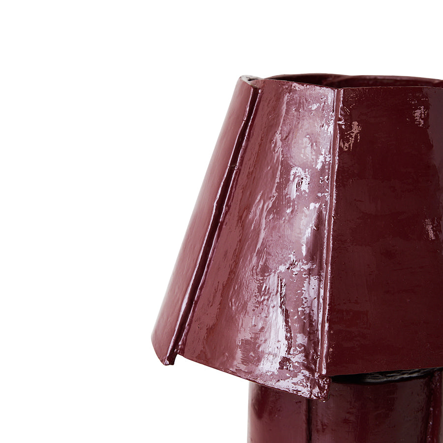 Cotton maché table lamp, burgundy