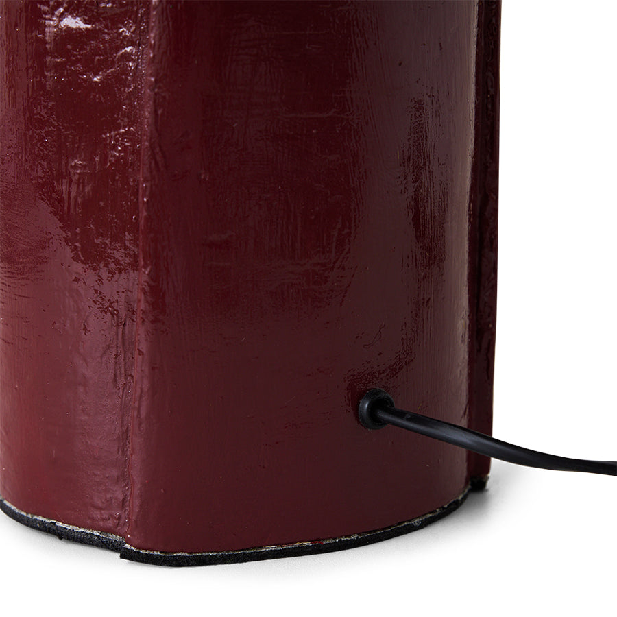 Cotton maché table lamp, burgundy