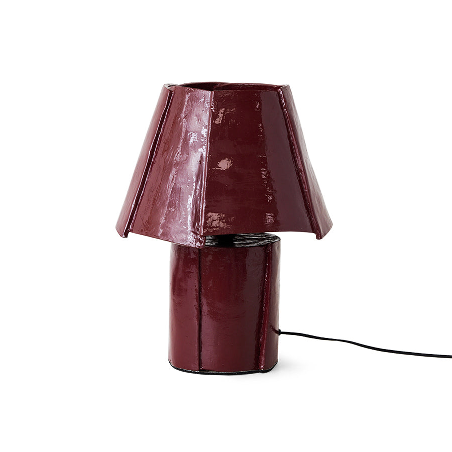Cotton maché table lamp, burgundy