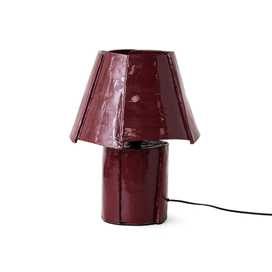 Cotton maché table lamp, burgundy