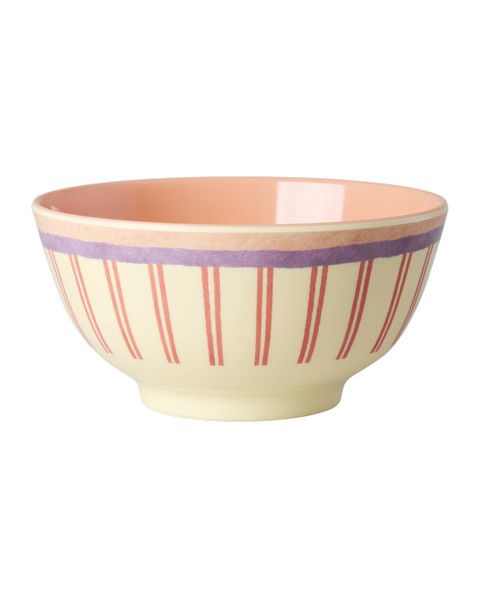 Melamine Bowl with Stripey Love Print - Mediu