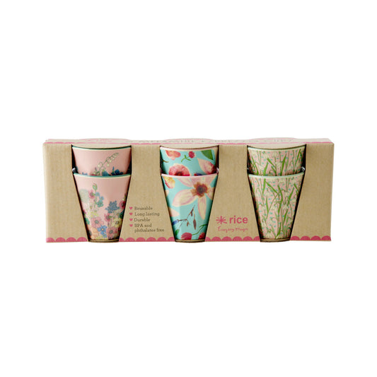 Melamine Espresso Kopjes met Bloemenprint - 6 Pack - 80 ml